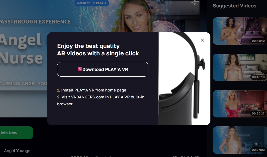 Play'a VR app pour AR Porn