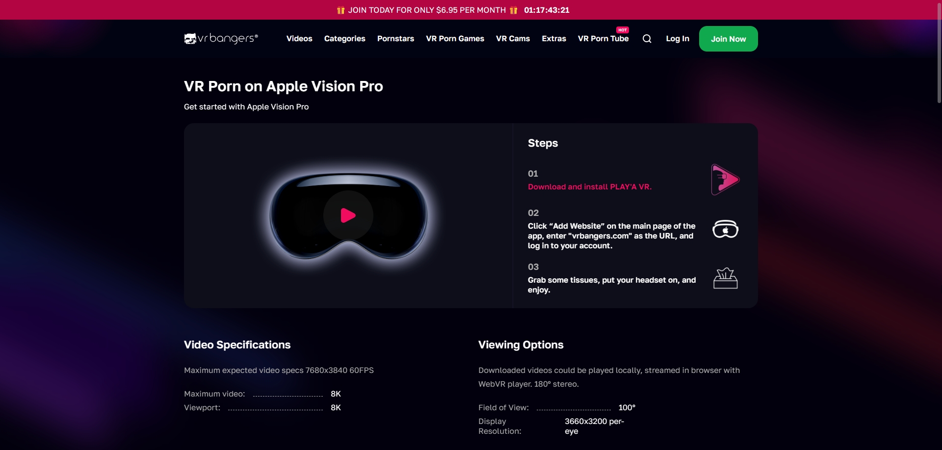 VRBangers Apple Vision Pro setup